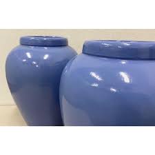 Pair of Vintage Cornflower Blue Oil Storage Jars, circa 1930 ...