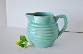 Vintage Bauer Ribbed Ringware Glazed Art Pottery PITCHER VASE, Unique Mid Century Ribbed Ceramic Ewer Pitcher Aqua Green or Celadon Green - Etsy