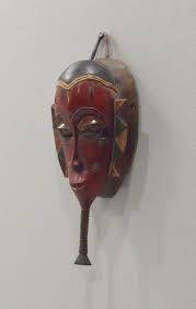 African Baule Crest Mask Croc Chin Akan Tribe