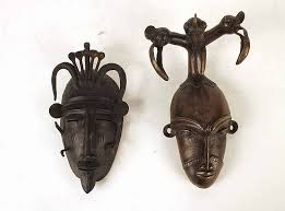Lot - Brass Senufo Mask, Ivory Coast, Africa