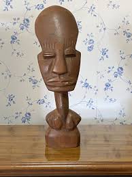 Vintage 11” Female African Carved Wood Sculpture Fertility ...