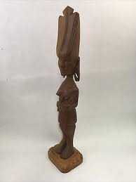 African Mother & Child Wood Figurine Hand Carved Large ...