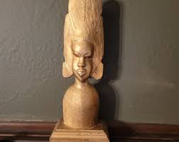 Antique Vintage African Wood Hand Carved Tribal Bust ...