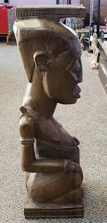 1974 Seated Male Wood Carving by Kimpembe Pierre | Chairish