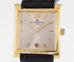 Vintage Baume & Mercier 18k Gold Men's Watch W/ Black ...