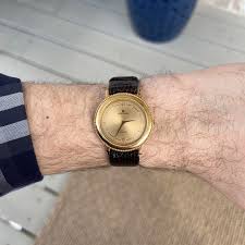 Waltham Gold Dress Watch Mens Quartz Brown... | Depop