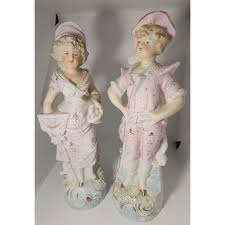 1900s Antique Bavarian Porcelain Figurine Woman and Man Pair ...