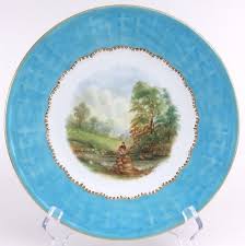 Antique Charles Ford Hand Painted Wicker Design Aquamarine Trim 9 in Plate I092 | eBay