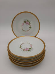 Vintage THOMAS BAVARIA WHITE with Gold Band & Flower Salad ...