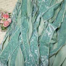 1y 1" SEA FOAM GREEN Velvet 1920s French Ribbon Robins Egg ...