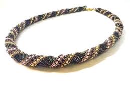 Spiral Colorful Necklace, Purple Pink Statement Necklace, Spiral Necklace for Women, Handmade Beaded Necklace, Unique Holiday Gift for Wife - Etsy