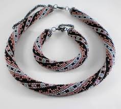 Woman Beaded Necklace Bracelet Set Beads Crochet Handmade Fashion Jewelry Rope | eBay