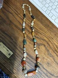 VINTAGE PRETTY MULTI COLORED NATURAL STONE BEADED NECKLACE ...