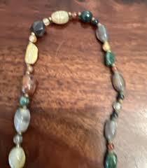 Vintage 17 inch LONG Assorted AGATE Gemstone Beaded Necklace ...