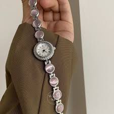 Vintage Round Blue/Purple Cat's Eye Bracelet Watch ...