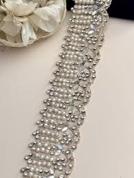 Buy Light Gold Crystal Zircon Mirror Embellish Trim Indian Embroidered Border Scallop Wedding Saree Trim 5cm Wedding Gown Sew on Ribbon by Yard Online in India - Etsy