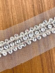 Silver Hand Beaded Net Trim, Fine Crystals Tube Bead Work, Traditional Indian Saree Border, Zari Belly Dance Costume Edge, Boho Sewing Trim - Etsy Israel