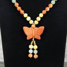 Real Gold jade Pendants Necklace Exquisite Butterfly Pendant Necklace | eBay