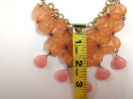 Coldwater Creek Bib Necklace and Earrings Color Peach/ Pink Stones Gold Chain | eBay