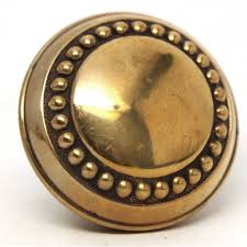 Pair of Vintage Brass Concentric Beaded Entry Door Knobs | Chairish