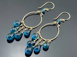London Blue Topaz Chandelier Earrings • 14K Gold Filled ...