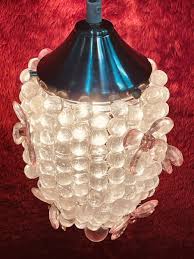 9” Lucite Clear Grapes Pink Clovers Acrylic Swag Lamp 15-ft Cord, Switch | eBay