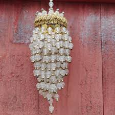 Vintage Clear & Gold Tone Beaded Tea Strainer Chandelier Style Ornament Approx 11" Long - Etsy
