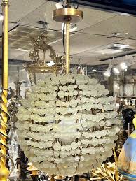 Mid century modern style Spherical Glass Bead and Brass Chandelier For Sale at 1stDibs