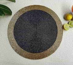 Buy Rmu Black with 2" Gold Border Circular Beaded placemat Size 14x14 Online at Low Prices in India - Amazon.in