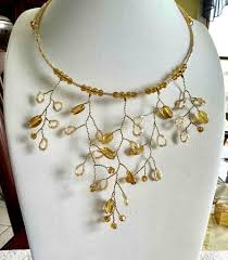 Memory Wire Choker Necklace w Amber Beads & Twisted Wire ...