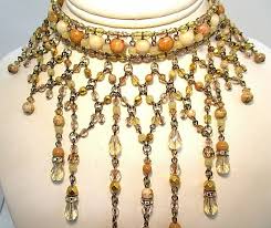 ERICKSON BEAMAN Fabulous Choker Necklace w Glass Pendants ...