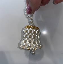 Buy Vintage Hand Beaded Bell Ornament, Handmade Pearl ...