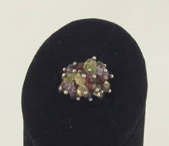 STERLING 90s Multi Colored Semi Precious GEM Cluster Beads Ring; US Size 7 - Etsy