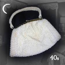 Bags | Vintage White Beaded Handbag With Clear Beads Top ...