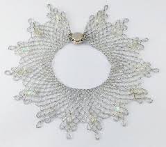 Vintage Clear & Silver Glass Seed Bead Collar Necklace w/Faux Pearl & AB Beads | eBay