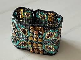 Czech Glass Bead Scottsdale Turquoise Bronze Bracelet Cuff ...