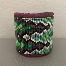 Beaded n leather bracelet 47 – Tochtli Cultural Wear