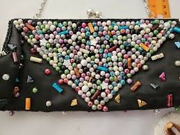 SASHA BLACK CLUTCH PURSE HAND SEWN BEADS | eBay