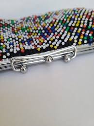 Vintage Beaded Evening Handbag Purse Double Look Candy & Black Dot | eBay