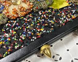 Vintage 1950's SOURE' Black Beaded Frame Purse - Etsy