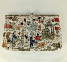 Elegant Hand Embroidered and Beaded Chinoiserie Clutch For ...