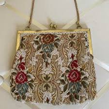 VINTAGE BEADED CHAIN PURSE HAND EMBROIDERED, so... | Depop