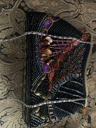 VTG OHH ASHLEY HANDCRAFTED EVENING PURSE BEADED W/LONG STRAP ...