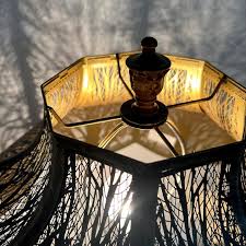 Exquisite Eight-petal Lotus Metal Shade With Etched Forest Pattern, Bronze and Gold Finish, Table Lamps, Floor Lamps 18x6x10'' 1pcs - Etsy