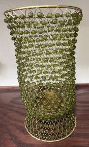 Vintage Goldtone And Lime Green Wire And Bead Candle Holder ...