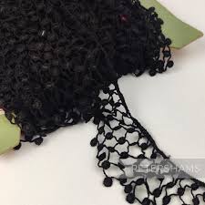 Black Ruffle Thatched 40mm Vintage 1960/70s Nylon Lace for ...