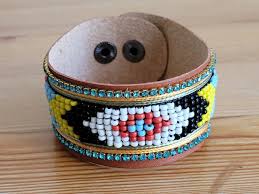 Native American Seed Beaded Bracelet - Beaded Leather ...