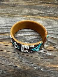 Kaqchi Turquoise & Gold Leather Cuff Bracelet - Lil Bee's ...