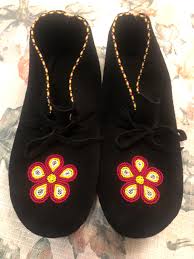 Handmade Traditional "petals” Beaded Moccasins - Buckskin or ...