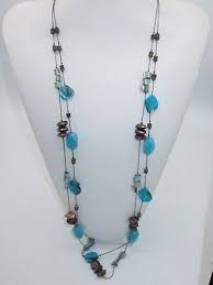 Layered Abalone Shell Stone Statement Necklace Bright Turquoise Beaded Copper | eBay